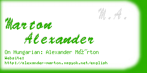 marton alexander business card
